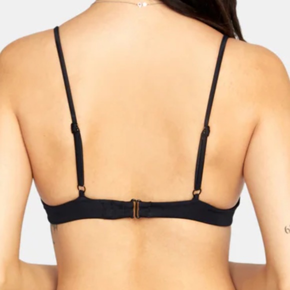RVCA WOMEN’S BATHING SUIT TOP SOLID UNDERWIRE BIKINI TOP WITH ADJUSTABLE STRAPS - Picture 3 of 6